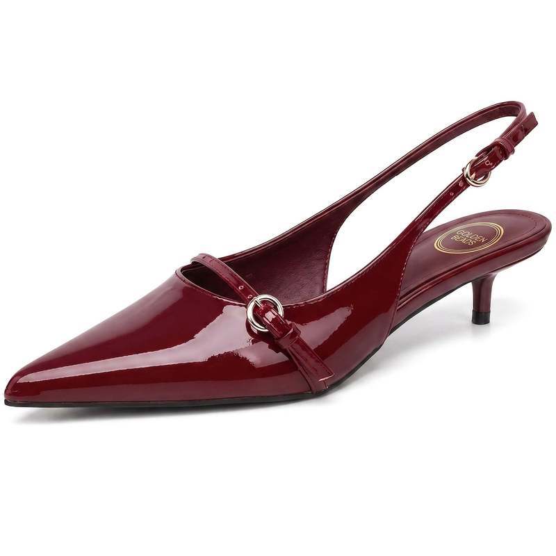 Elegant Women's Pointed Toe Slingback Kitten Heel Sandals