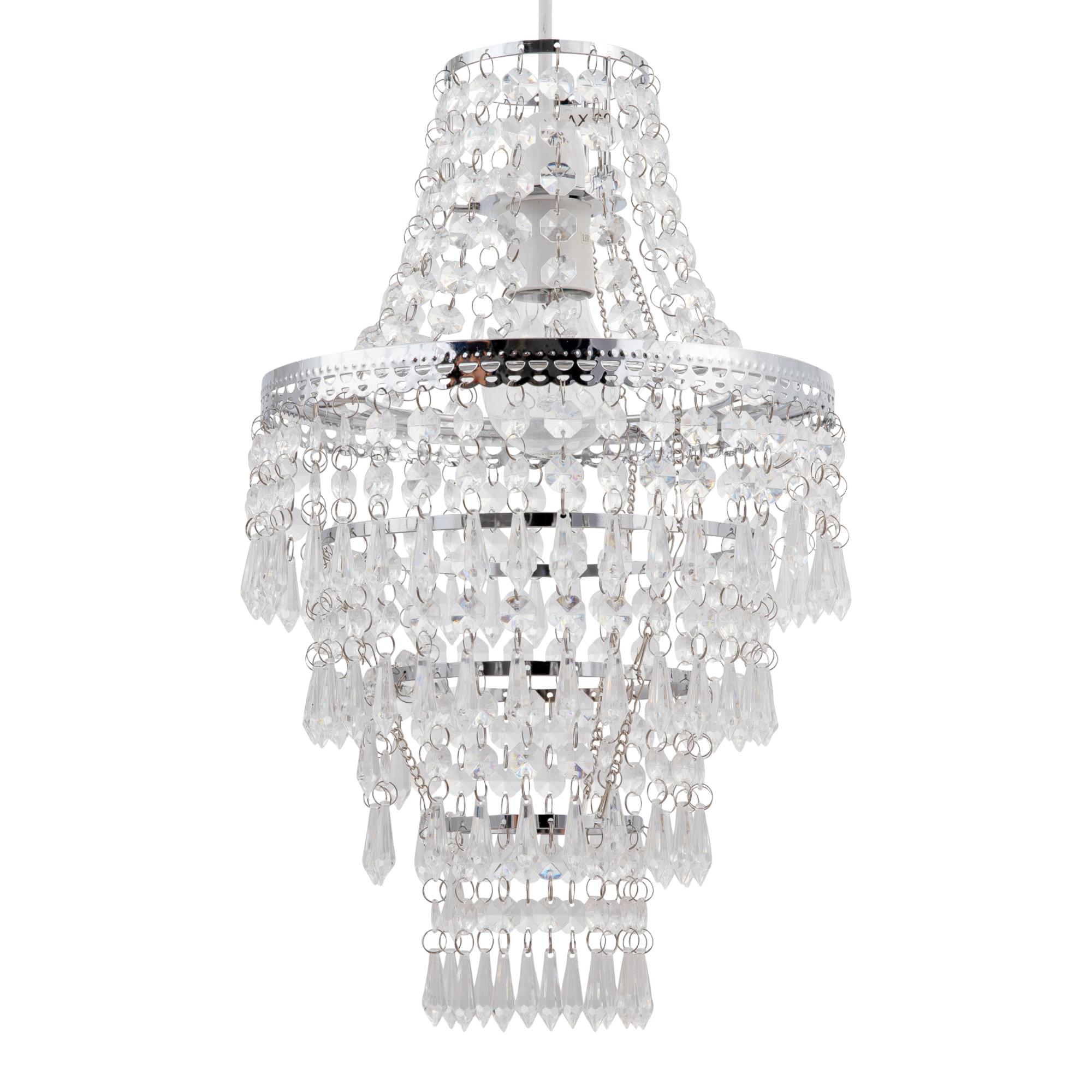 First Choice Lighting Chrome Tiered Chandelier Style Light Shade in Clear