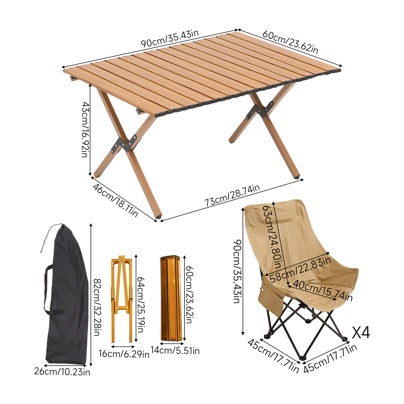 5PCS Outdoor Table and Chair Set