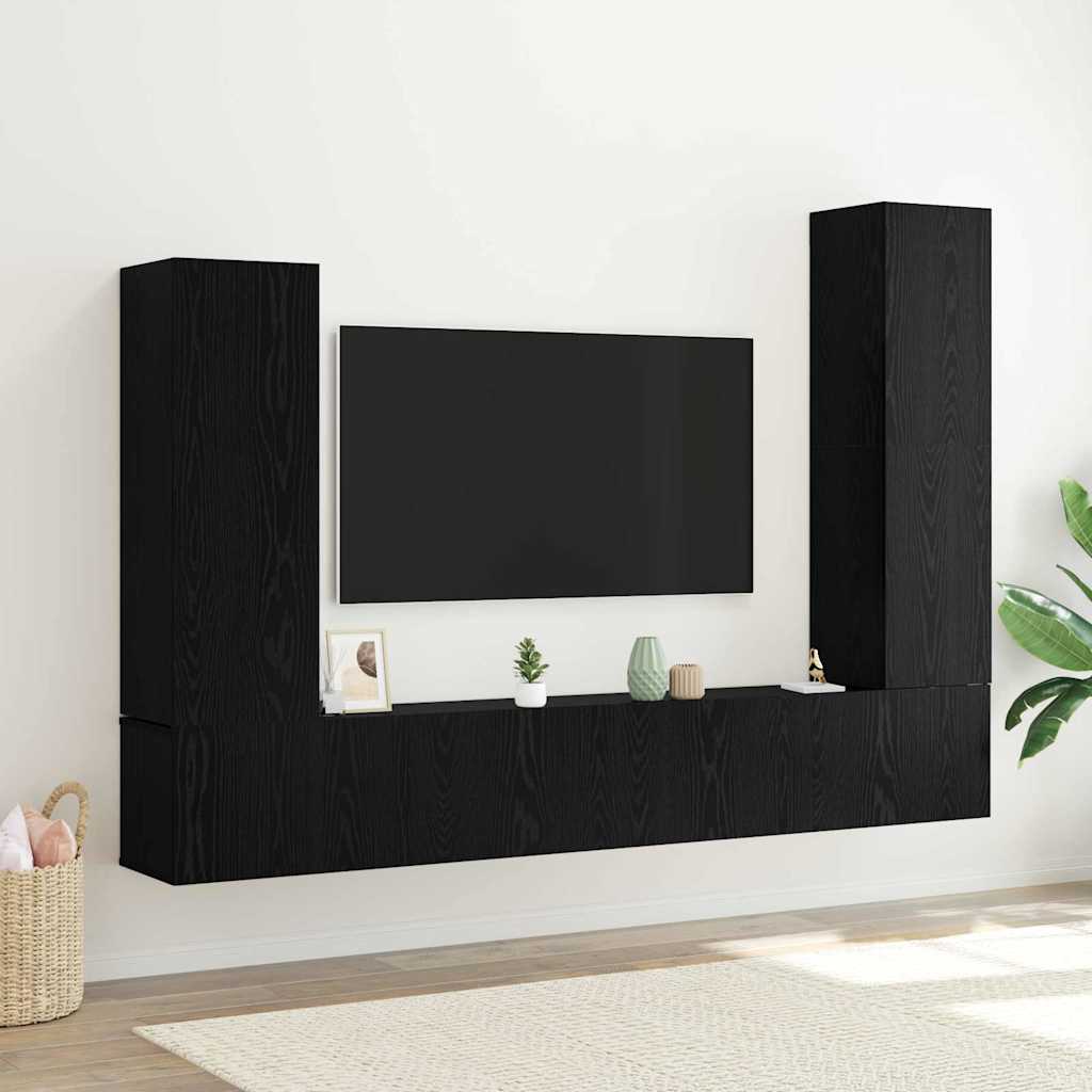 Image of Vidaxl 4-piece Wall-mounted Tv Cabinet System, Modern Natural Wood For Living Room, Storage Space, Luxurious Velvet Benches, Upholstered Furniture, Stylish Entryway, Soft Seating, Chic Sofa, Solid