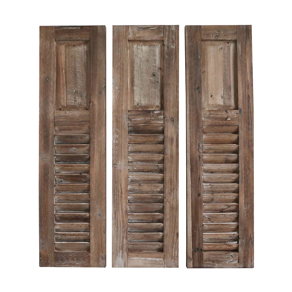 Wall Decor Shutters Brown Wooden Window Shutters H110cm In Country Style 3pcs