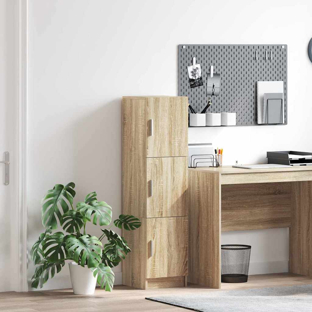 Vidaxl Oak Sideboard With 3 Doors | Stylish Interior Shelf For Dining Room And Living Room Easy Assembly Elegant Textured Surface Buffet Storage Space Contemporary Solutions
