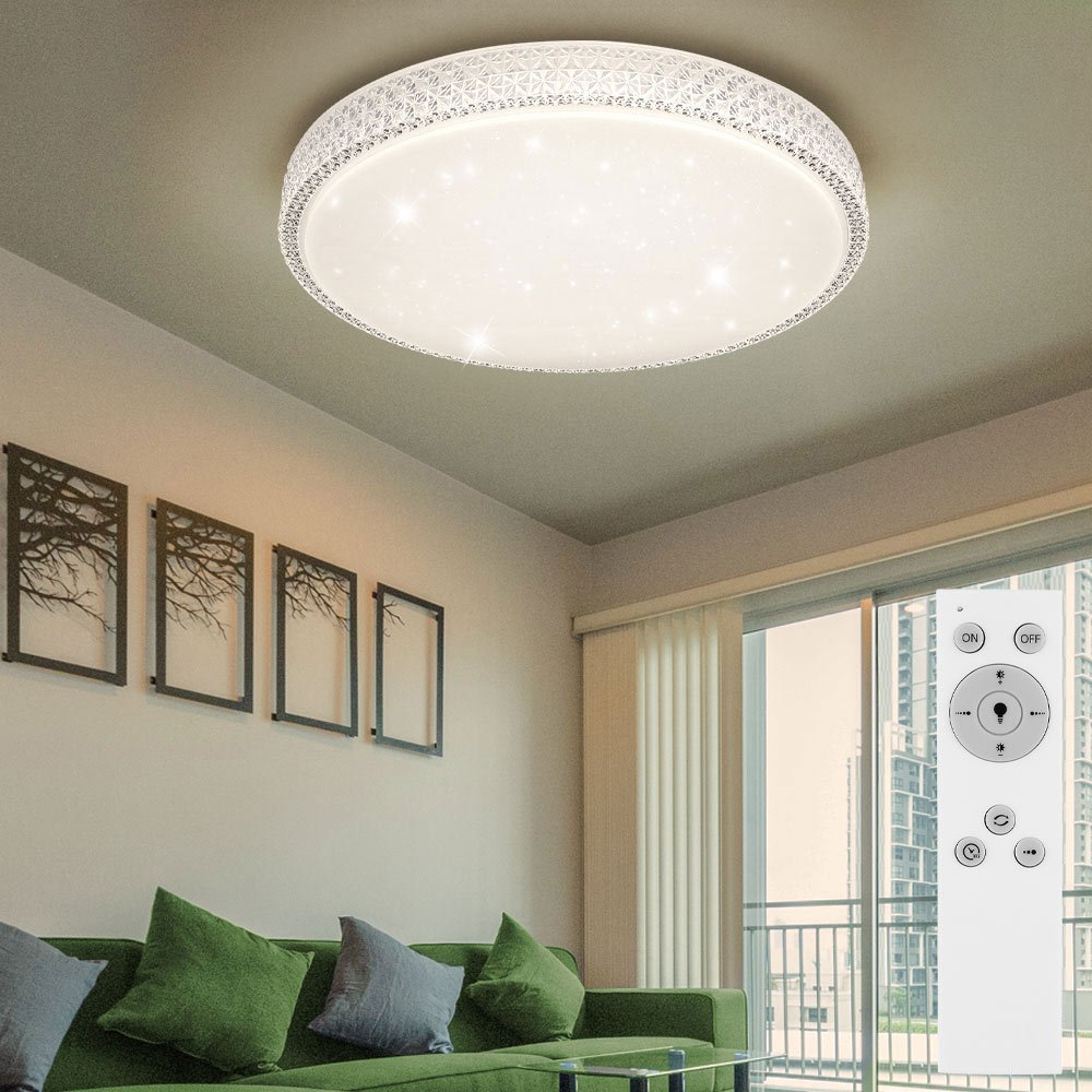 Image of Ceiling Light With Remote Control Ceiling Lamp Dimmable Crystals Crystal Chandelier , Cct, Metal White, Led 40w 3200lm Warm White-cold White, D 60 Cm