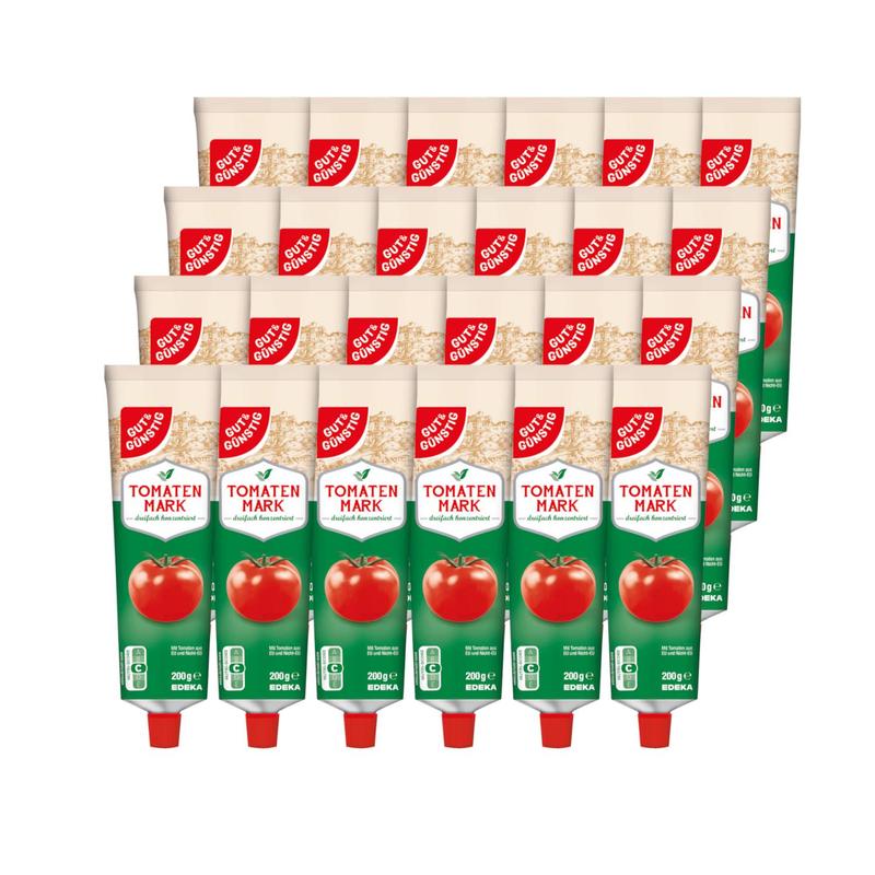 Image of 24x Gut&günstig Tomato Paste Tube, 3x Concentrated, 200g (24x200g)