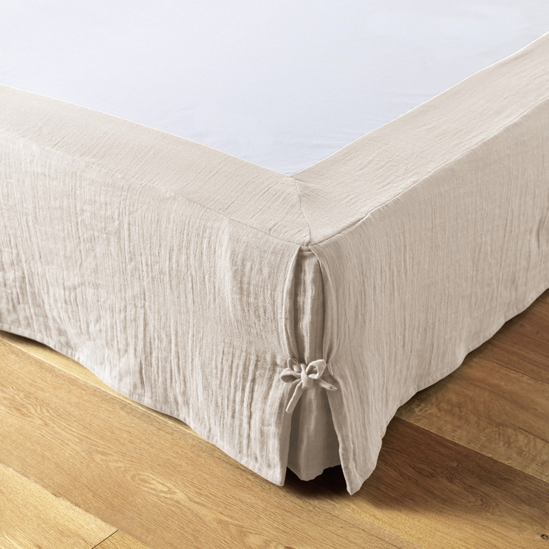 TEMU Cache sommier 160x200 cm Gaze de coton Naturel