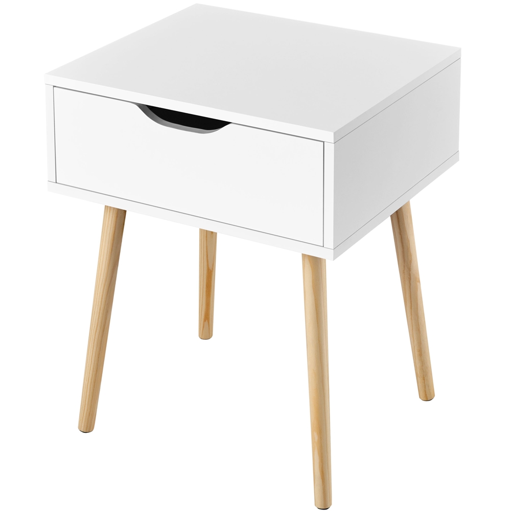 TEMU Costoffs Nightstand With Drawer & Wooden Legs Side Table Night Commode Nightstand Sofa Table