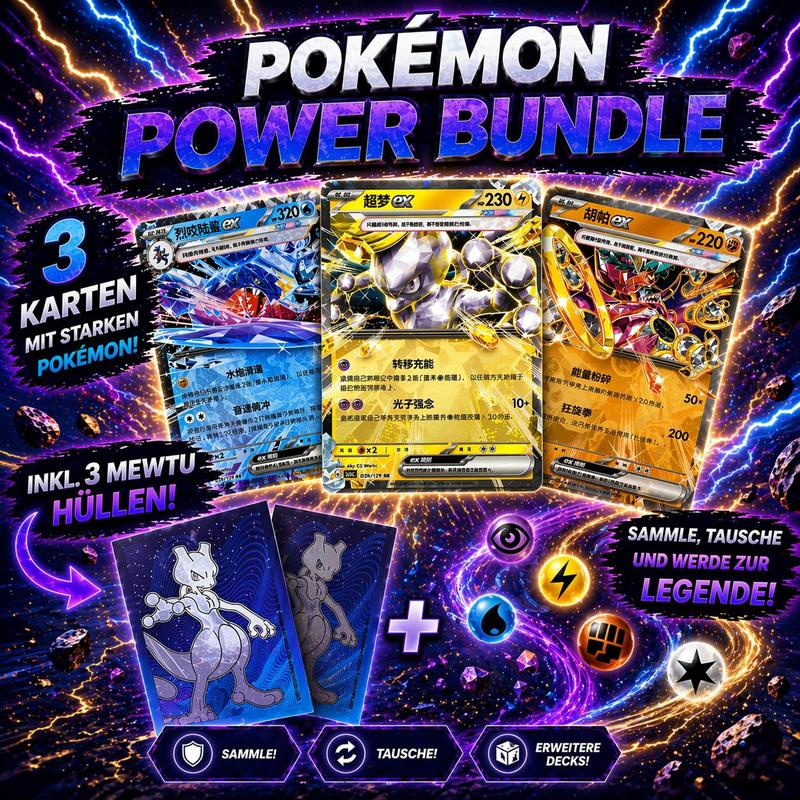 – Pokémon Power Bundle 3x Ex , & Knakrack . 3 Sleeves | | 100 % Original