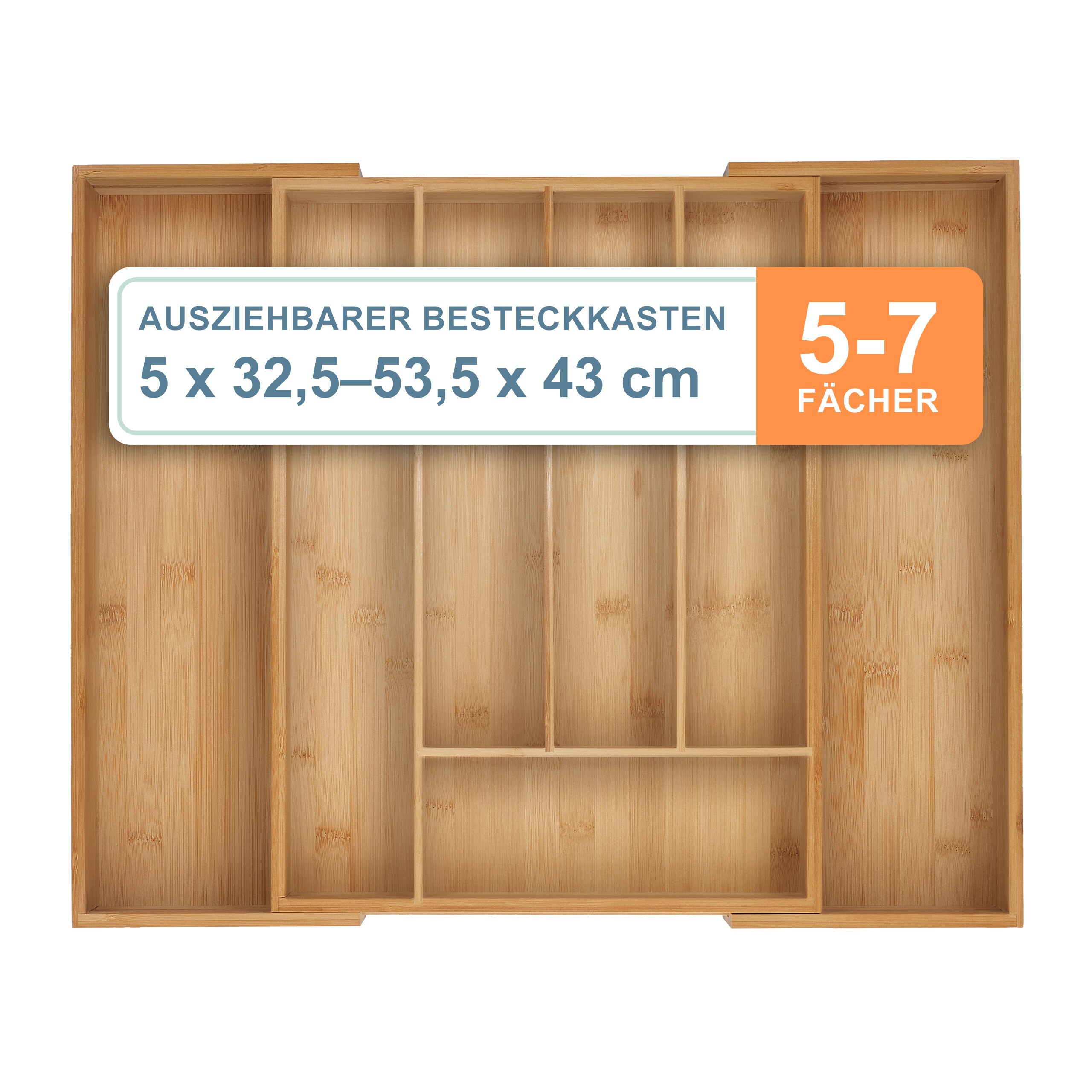 Cutlery Box In Natural - (w)53.5 X (h)5 X (d)43 Cm