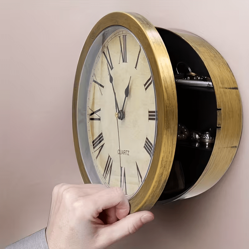 TEMU 1pc Golden Clock & Fun Box, 25*25*7cm/9.84*9.84*2.76inch, , , Seamlessly Into Or Office Decoration.
