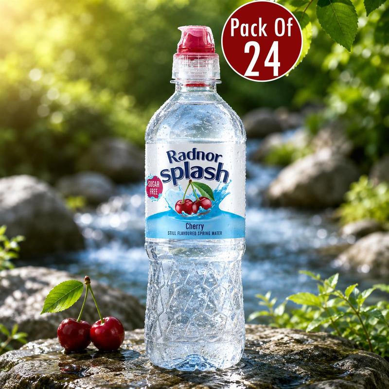 TEMU Radnor Splash Cherry Flavoured Spring Water 500ml (pack Of 24) | Still Flavoured Water Drink | Cherry Refreshment | Low Calorie Soft Drink