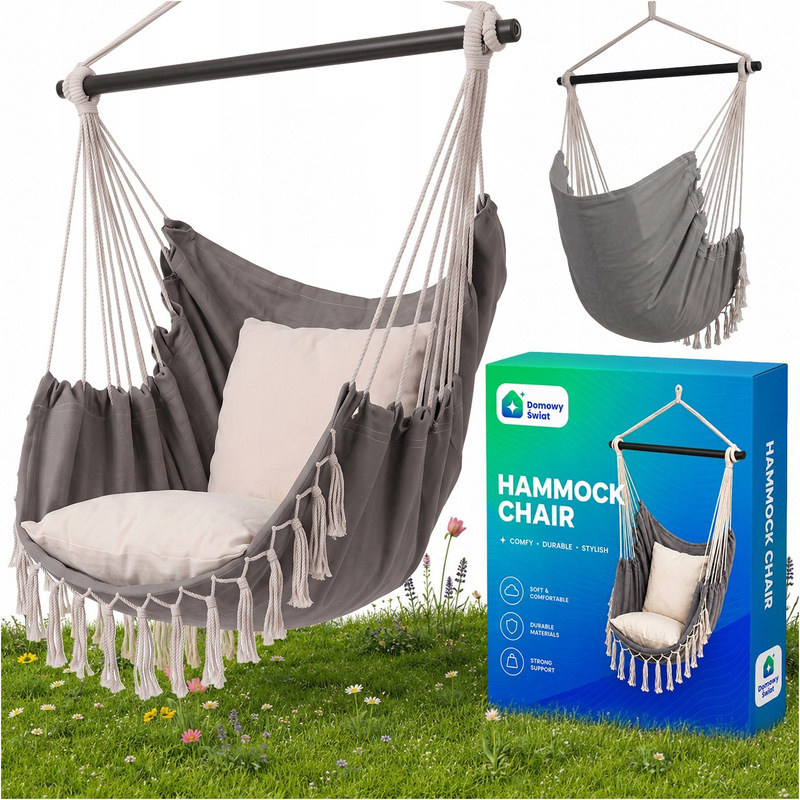 Image of Hanging Chair Brazilian Swing Chair With Cushions For Garden Or Balcony