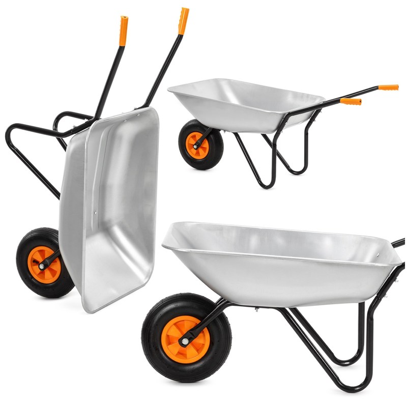 TEMU Strong Garden Cart Springos with a Capacity of 120L And a Load of 100 Kg. Made of Rust-Resistant, Durable Galvanized Steel. Ideal for