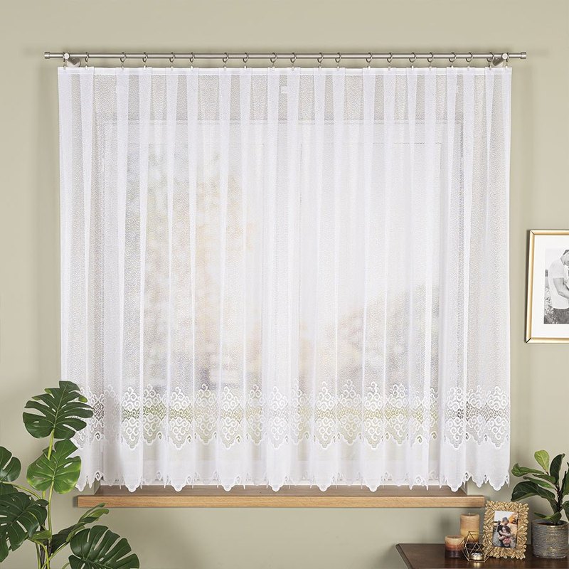 Image of - Jacquard Curtain With A Straight Hem - 400x160 Cm - White