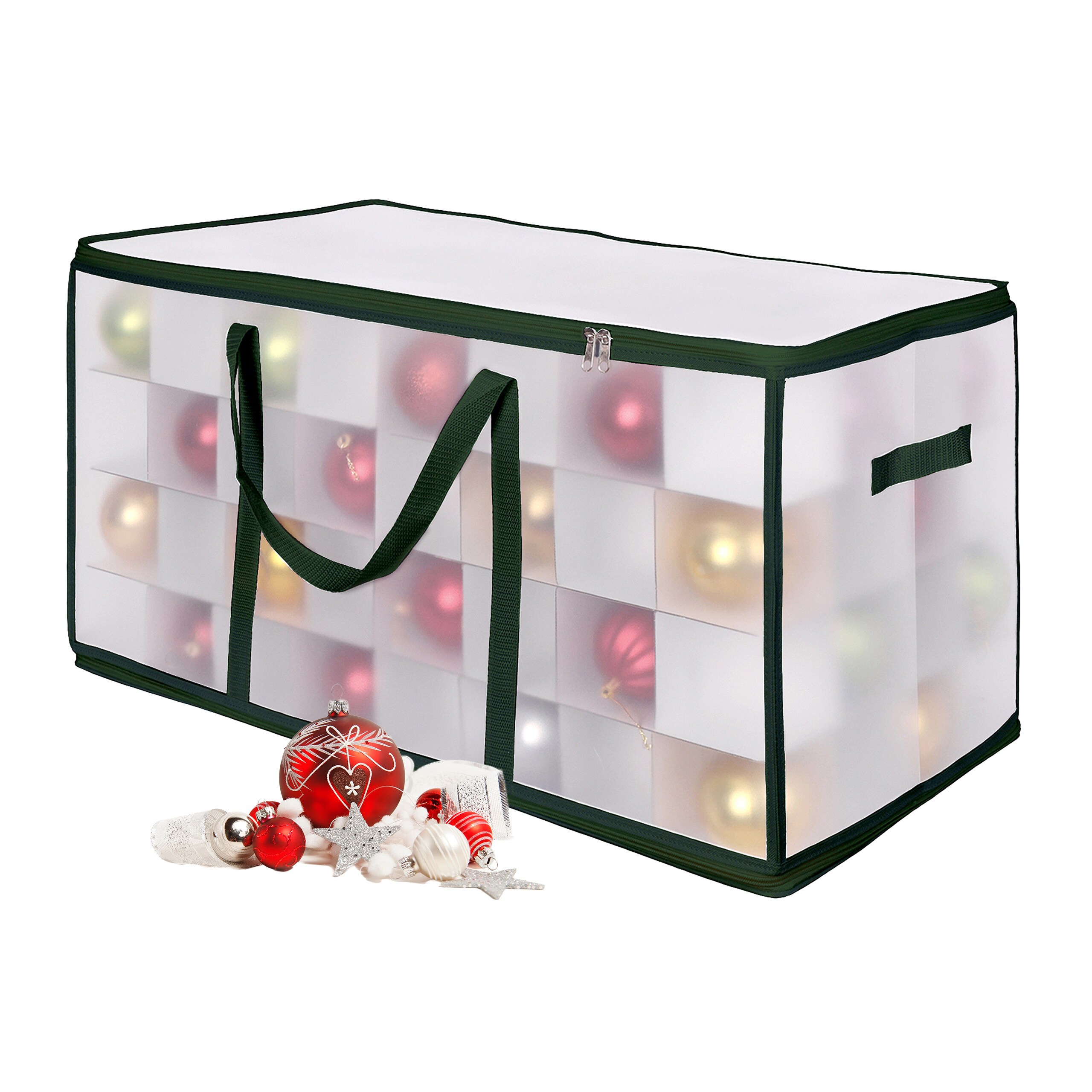 E-shop Weihnachtskugel-Aufbewahrungsbox in Transparent/ Grün - (B)73 x (H)37 x (T)36 cm
