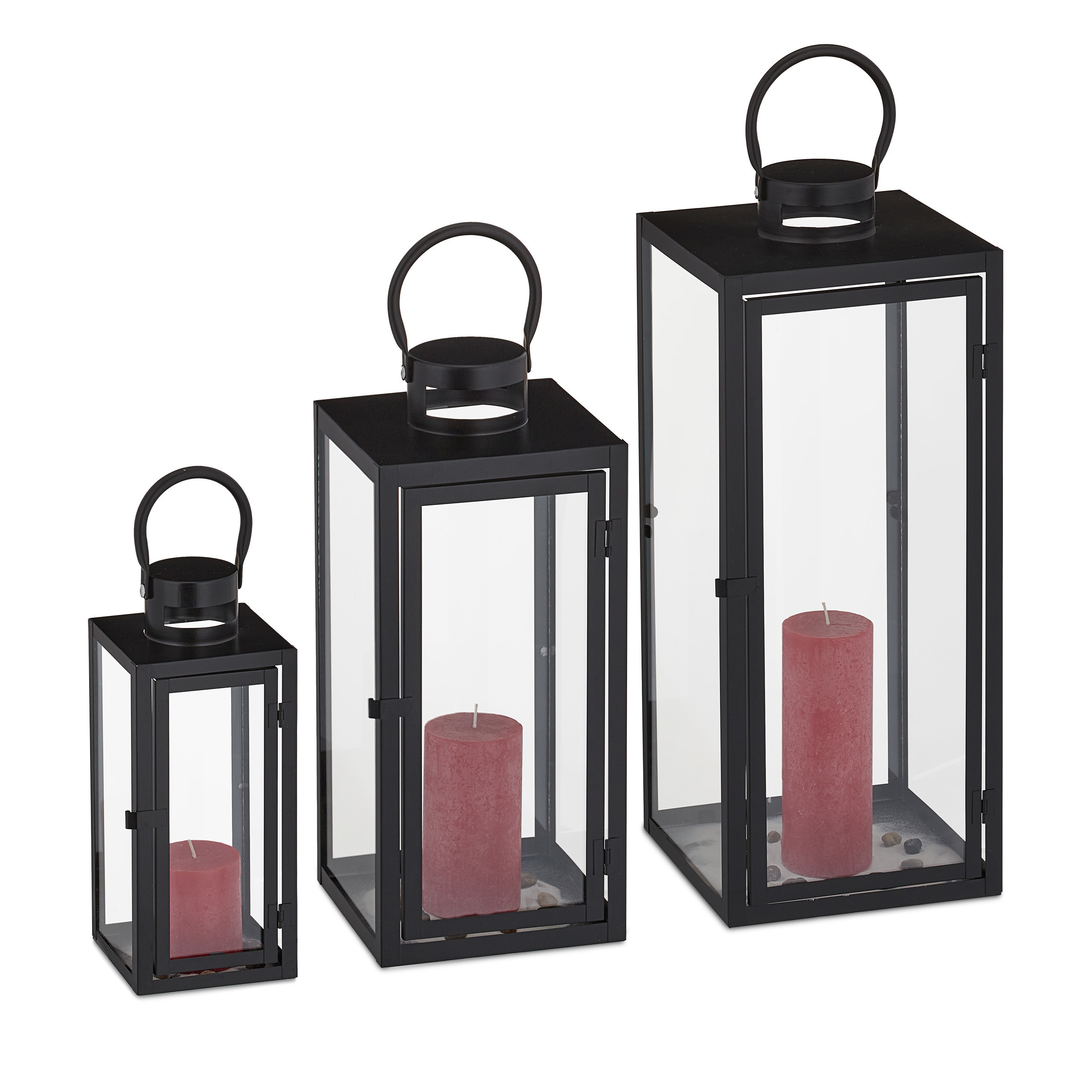 3pcs Lantern Set In Black