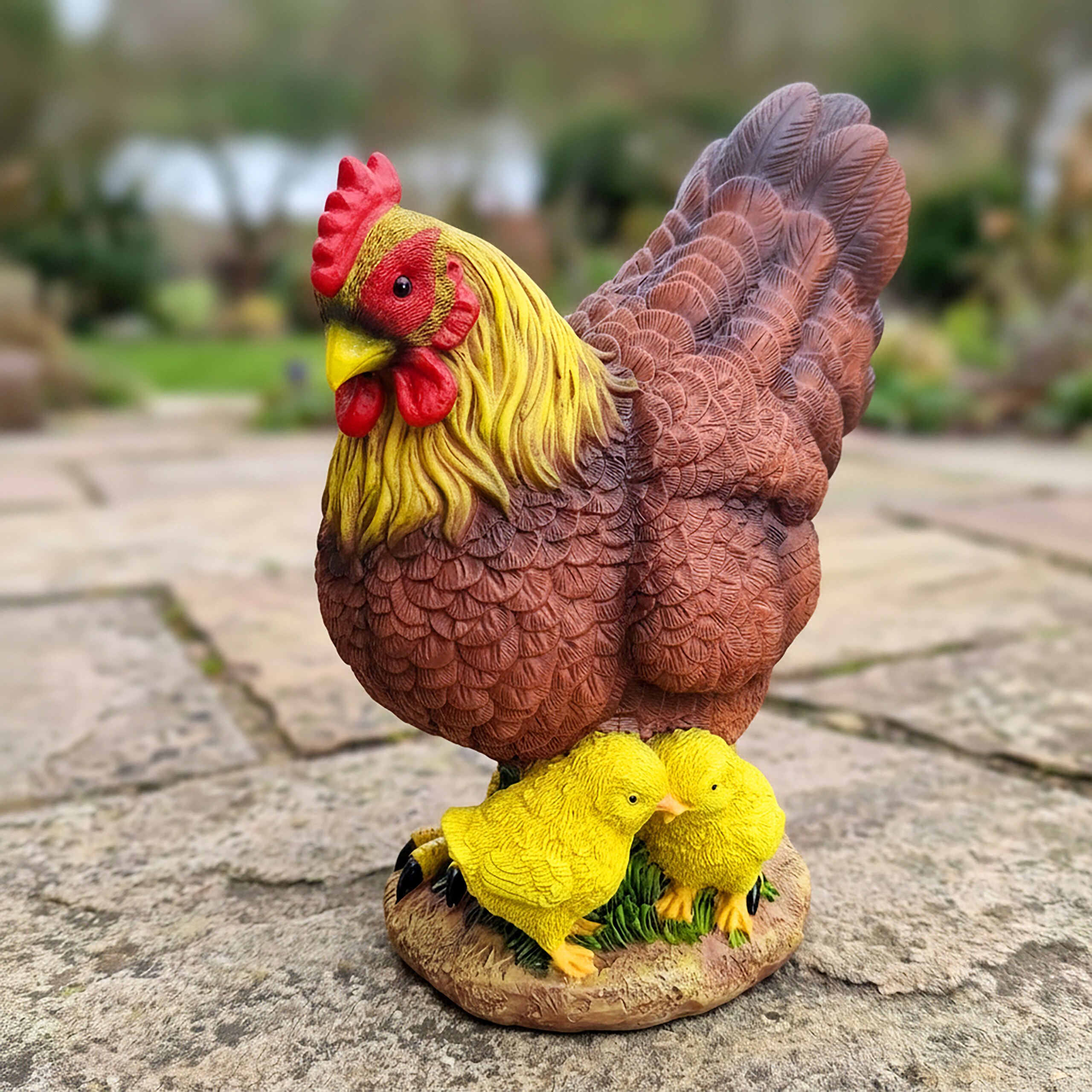 Garden Figure "glucke" In Brown/yellow - (w)22 X (h)24 X (d)9 Cm