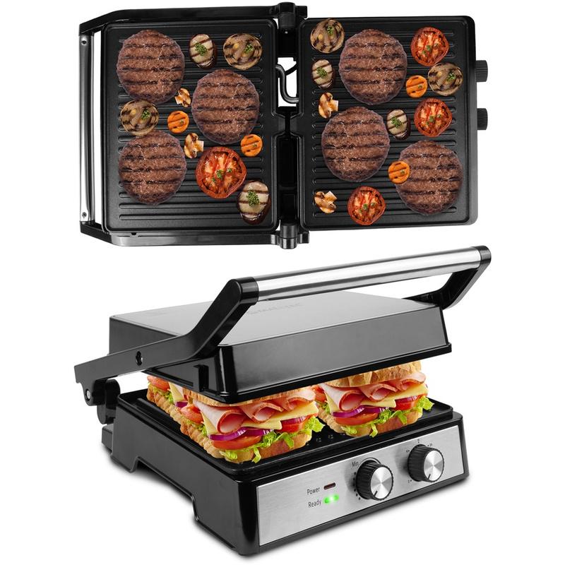Electric Grill Opiekacz Folding Toaster For Panini Sandwiches Timer 2500w Xxl Maltec Sm4500w