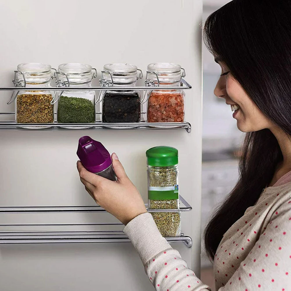 TEMU 2-pack, Spice Rack Storage Rack, Wall Mounted Spice Storage Rack, Large Capacity Seasoning Rack, Self-adhesive Refrigerator Storage Rack,