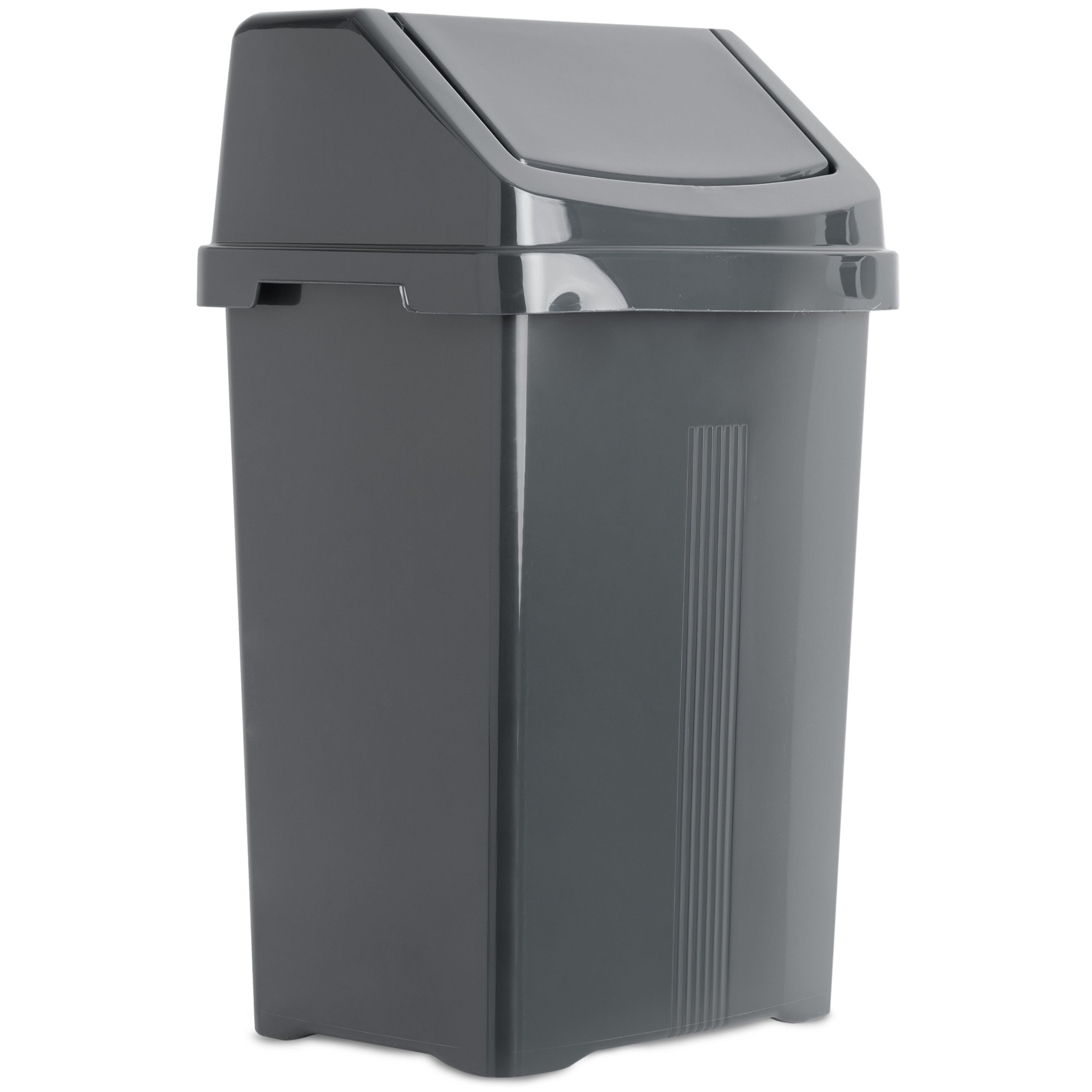 Image of 8 Liter Square Swing Lid Trash Can 23x18x37cm, Plastic Waste Bin For Kitchen, Office, Bathroom, Cleaning Bucket, Cosmetic Bucket, Paper Basket, Waste Container, Garbage Bin, Trash Collector