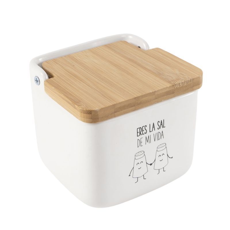 TEMU Salero de Cocina de Cerámica con de Madera Diseños Originales ECHALE Sal A TU Dia…