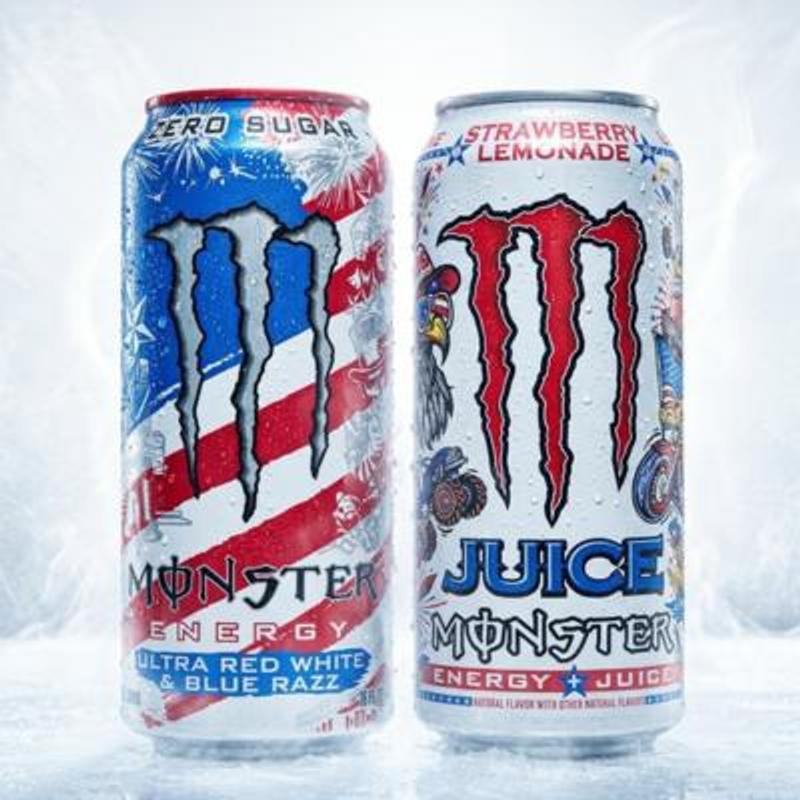 Image of Monster Energy Usa Bundle Ultra Red White & Blue Razz I Juice Strawberry Lemonade