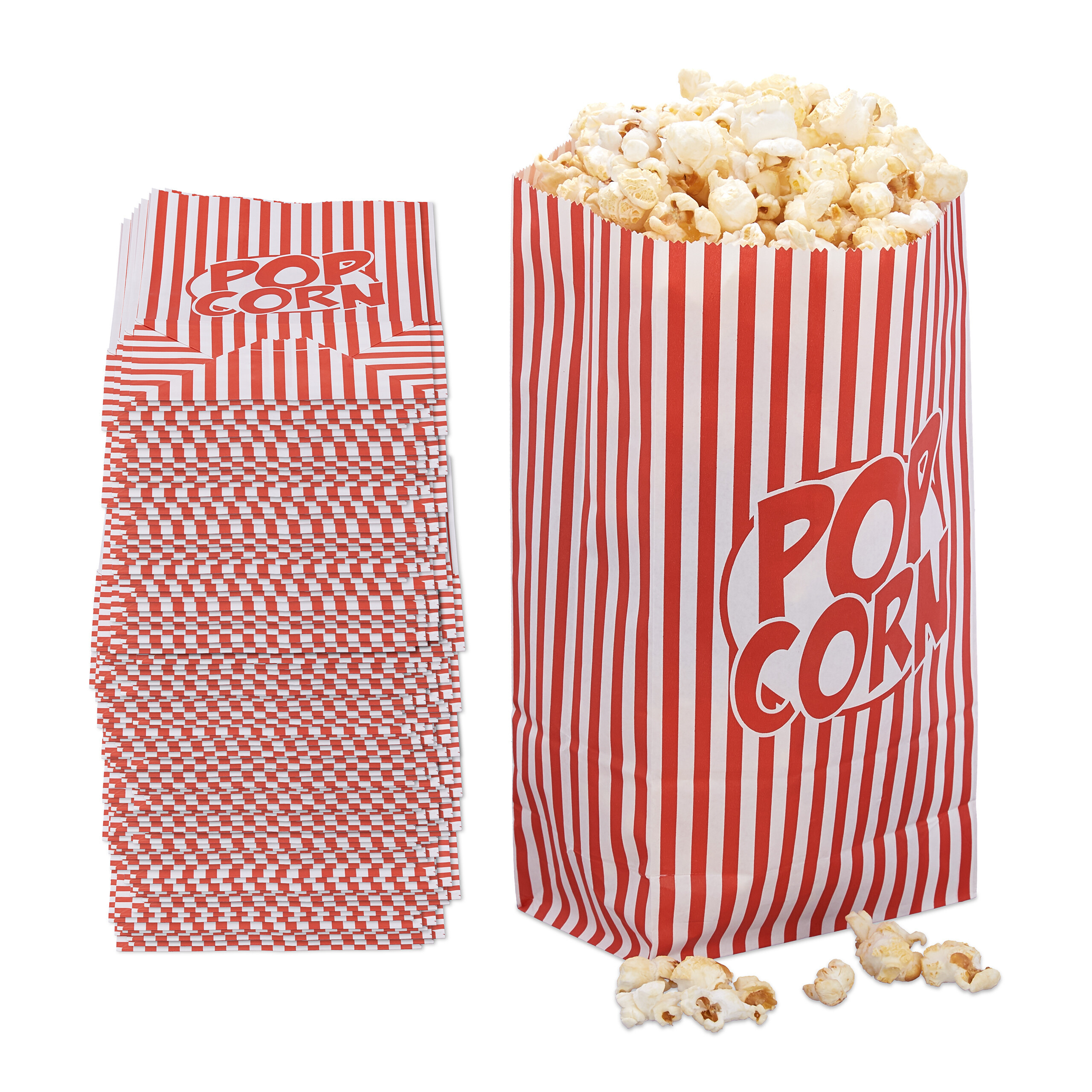 240 X Popcorn Bags In Red/white