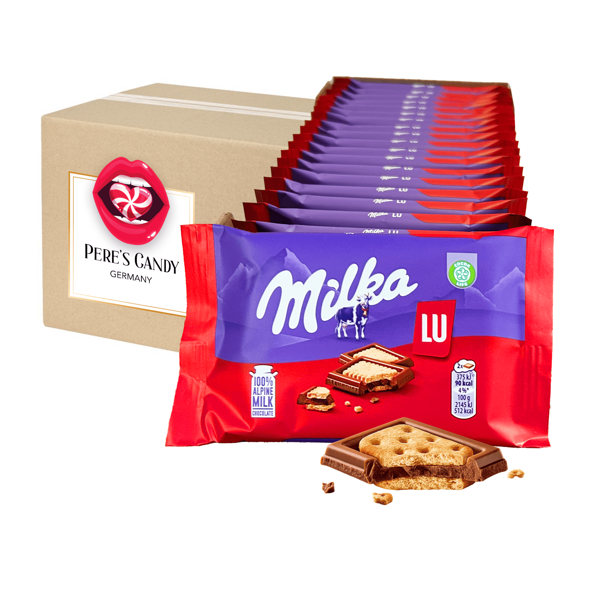 Image of Milka Lu Bar - Snack Pack - 20 Pieces - 20 X 35g - Alpine Milk Chocolate, Covered With Biscuits 700g