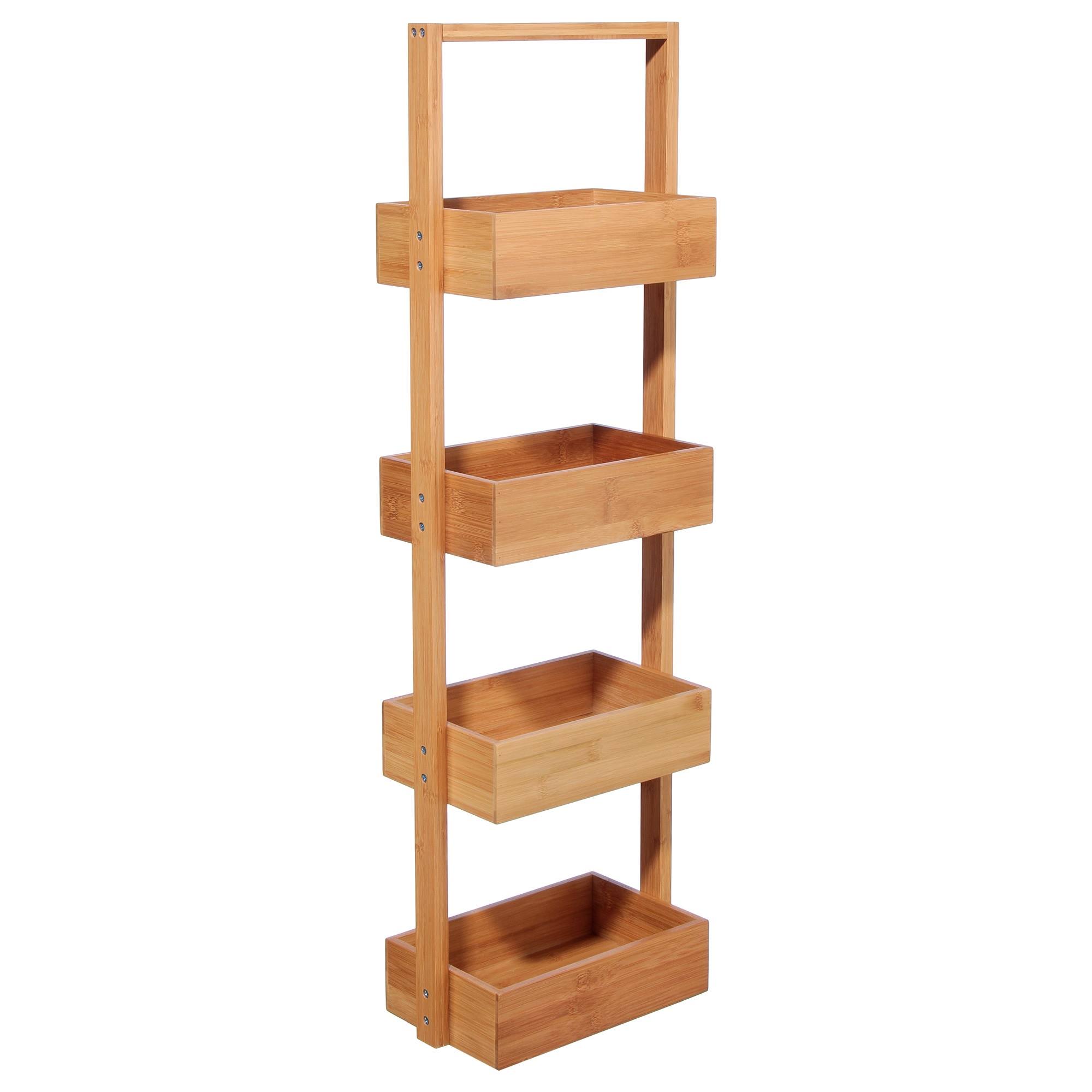 TEMU WELL HOME - Organizador de baño en bambú con 4 niveles 28x16x88