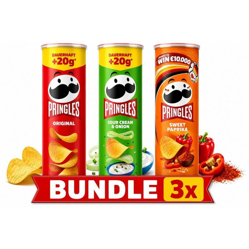 Pringles Bundle Classic, Sweet Paprika, Sour Cream & Onion 3 X 185 G