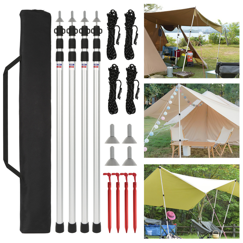 

4pcs/8pcs Tent Pole Telescopic Tarp Pole Aluminium 87.5-234.5cm Camping Tent Pole Beach Tent, Awning, Shelter, Camping, Hiking