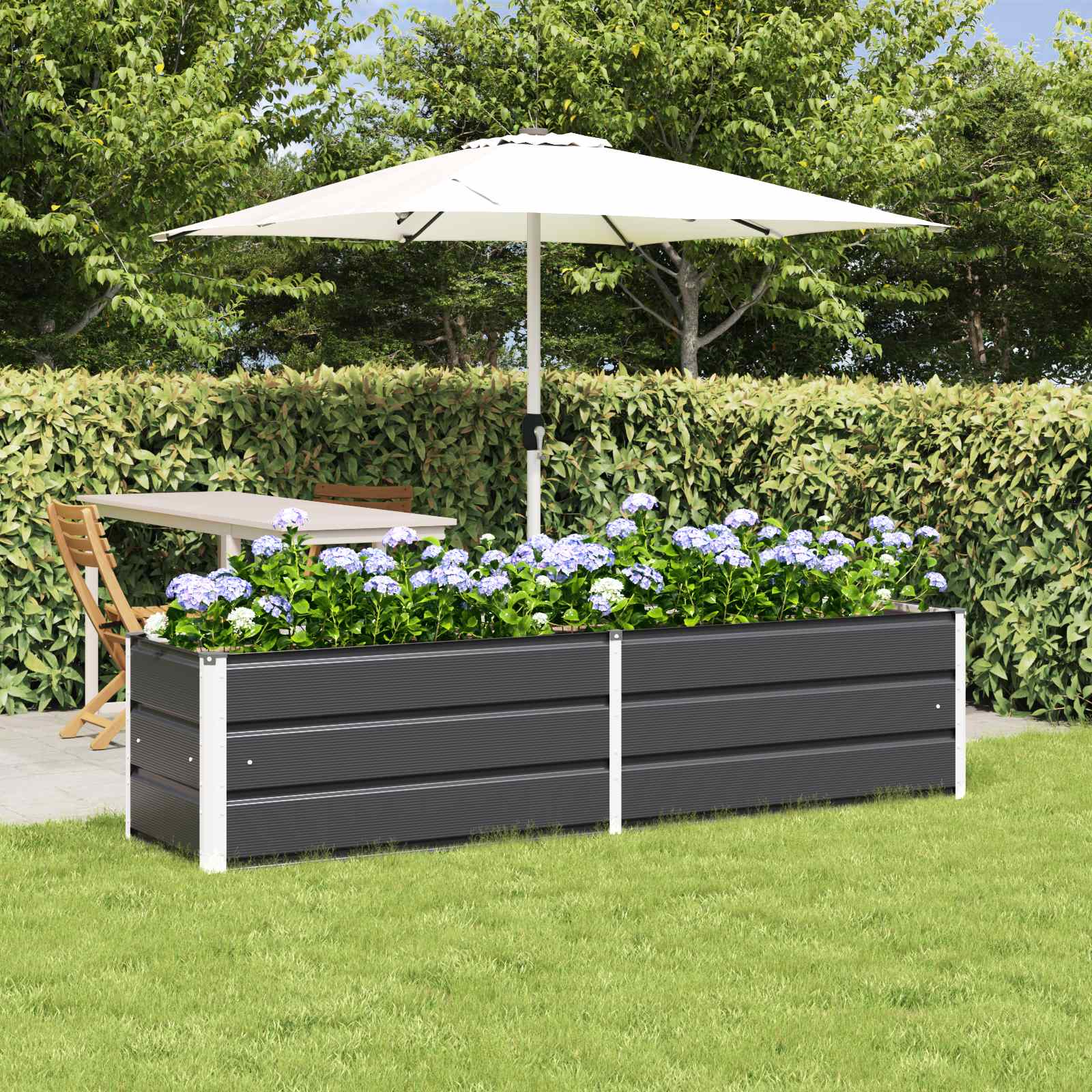 Image of Vidaxl Planter 195 X 50 X Galvanized Steel, Garden And Terrace, Chic Planter, Stable Metal Container, Outdoor Decor, Urban Essentials, Steel Decor