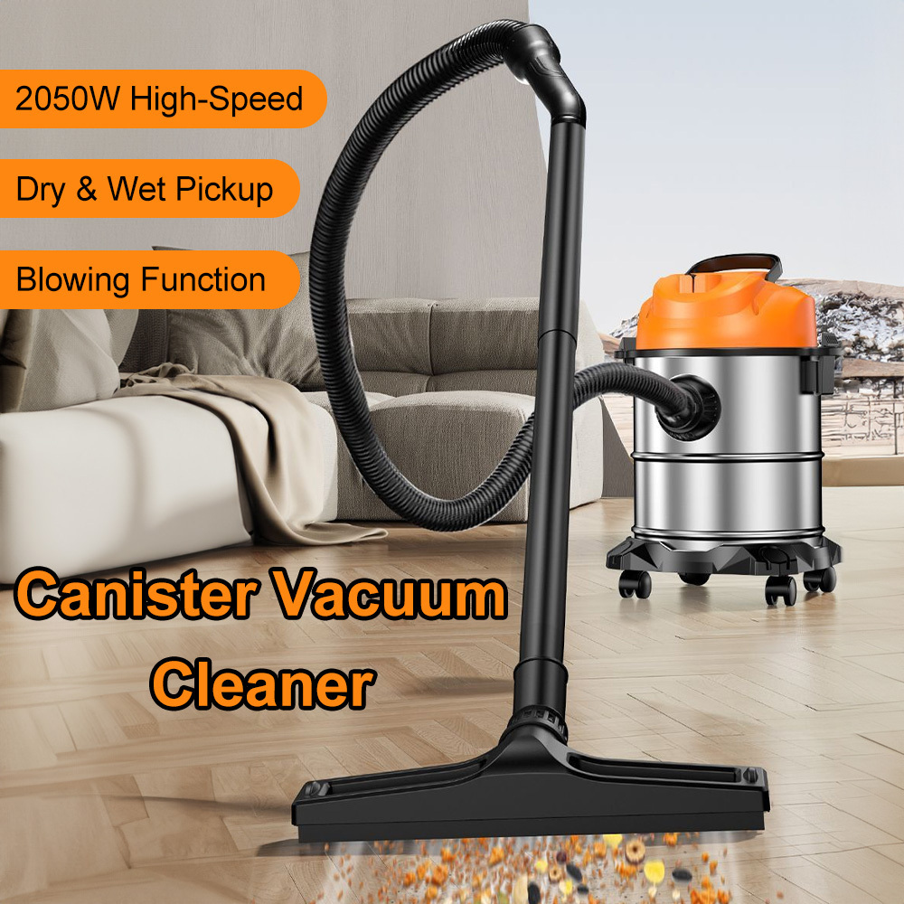 3-in-1 Wet Dry Vacuum Cleaner, 25l Stainless Steel Canister Vacuum With Flexible Wheels, Hose & Extended Power Cord For Home Garage Workshop