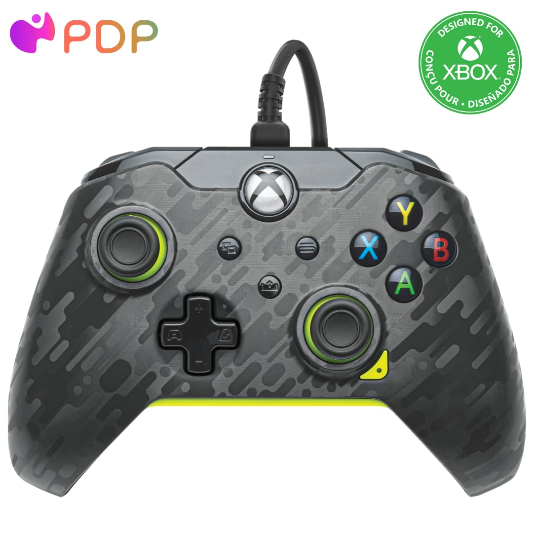 Pdp Wired Video Game Controller Electric Carbon For Xbox , Gamepad, Xbox One, Officially Licensed