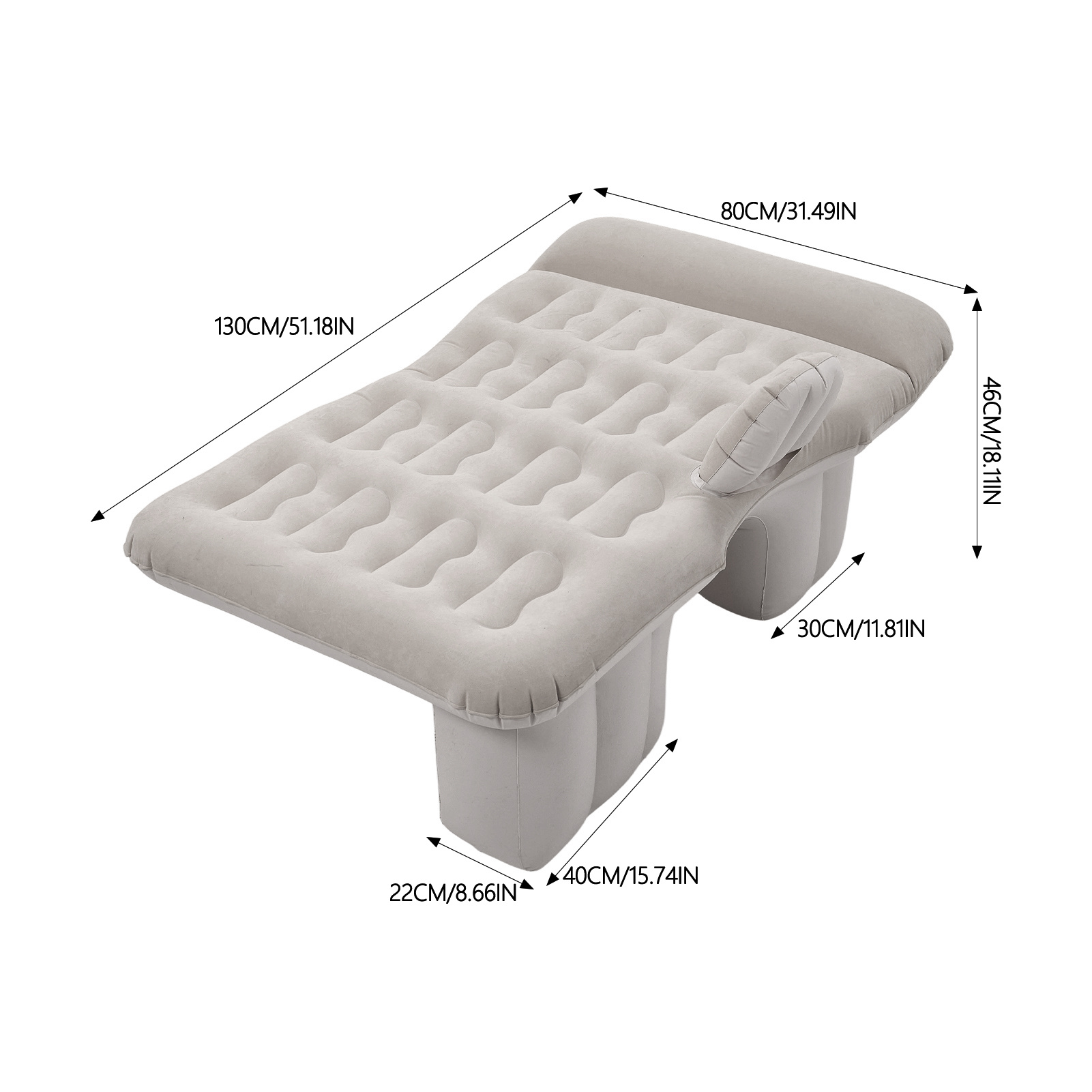 Car Rear Seat Double Automatic Inflatable Bed, Grey