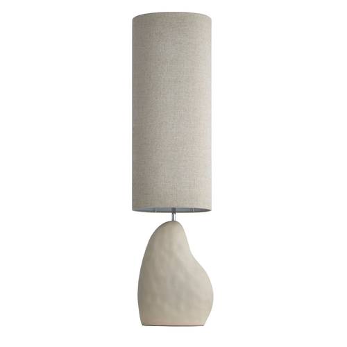 pebble matt ivory ceramic 122cm floor lamp with natural linen shade