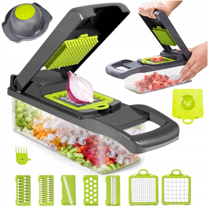 TEMU Vegetable And Fruit Slicer, Grater, Manual, Multifunctional 13-in-1, Made Of Stainless Steel, Includes Inserts For Slicing, Grating, Shredding,