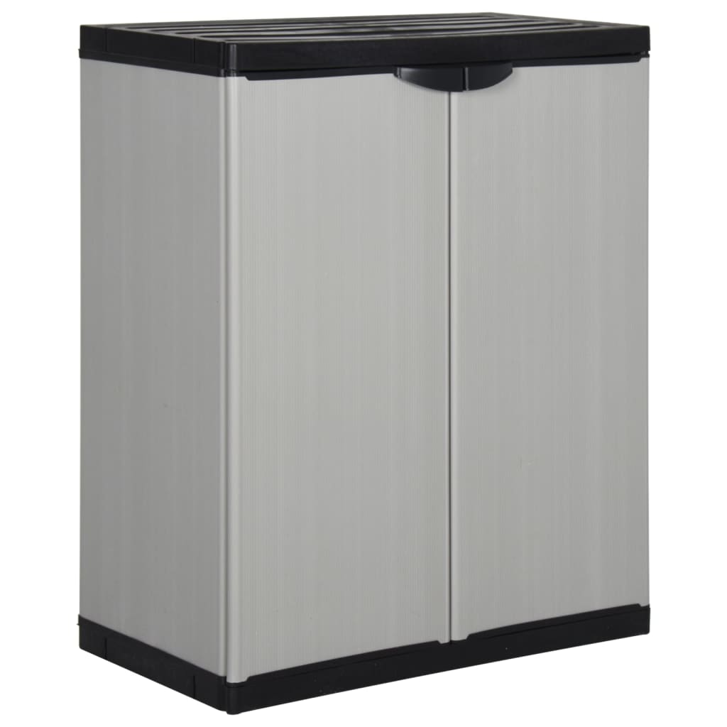 Image of Vidaxl Garden Storage Cabinet With 1 Floor Plastic Cabinet Household Cabinet Side Cabinet Garden Cabinet Grey Black 68x40x85cm