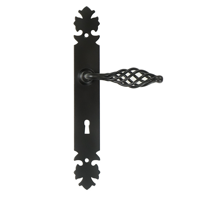 Door Handle With Key Plate 72mm Black