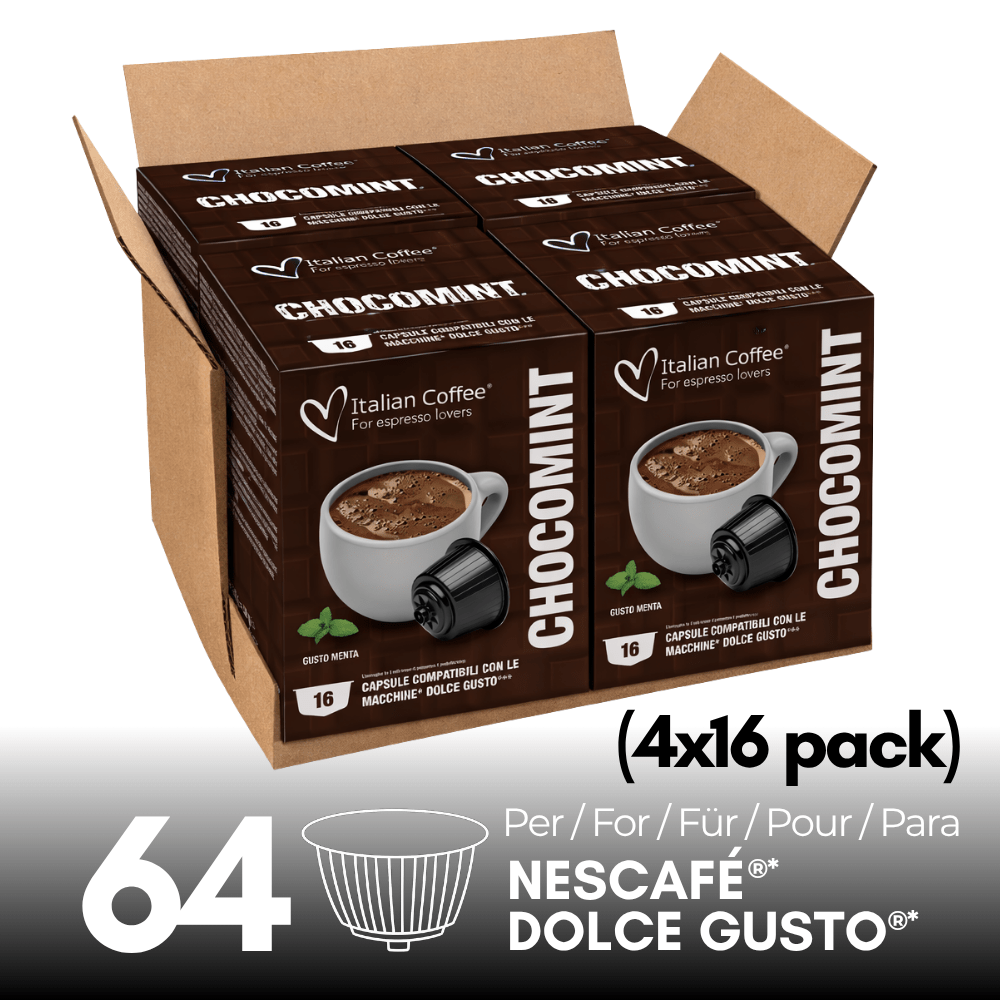 Image of Chocomint, Mint Chocolate (64 Capsules) For Nescafé Dolce Gusto, 4 Packs Of 16 Capsules, Cocoa Drink With Fresh Mint Notes, Intense And Creamy Flavor