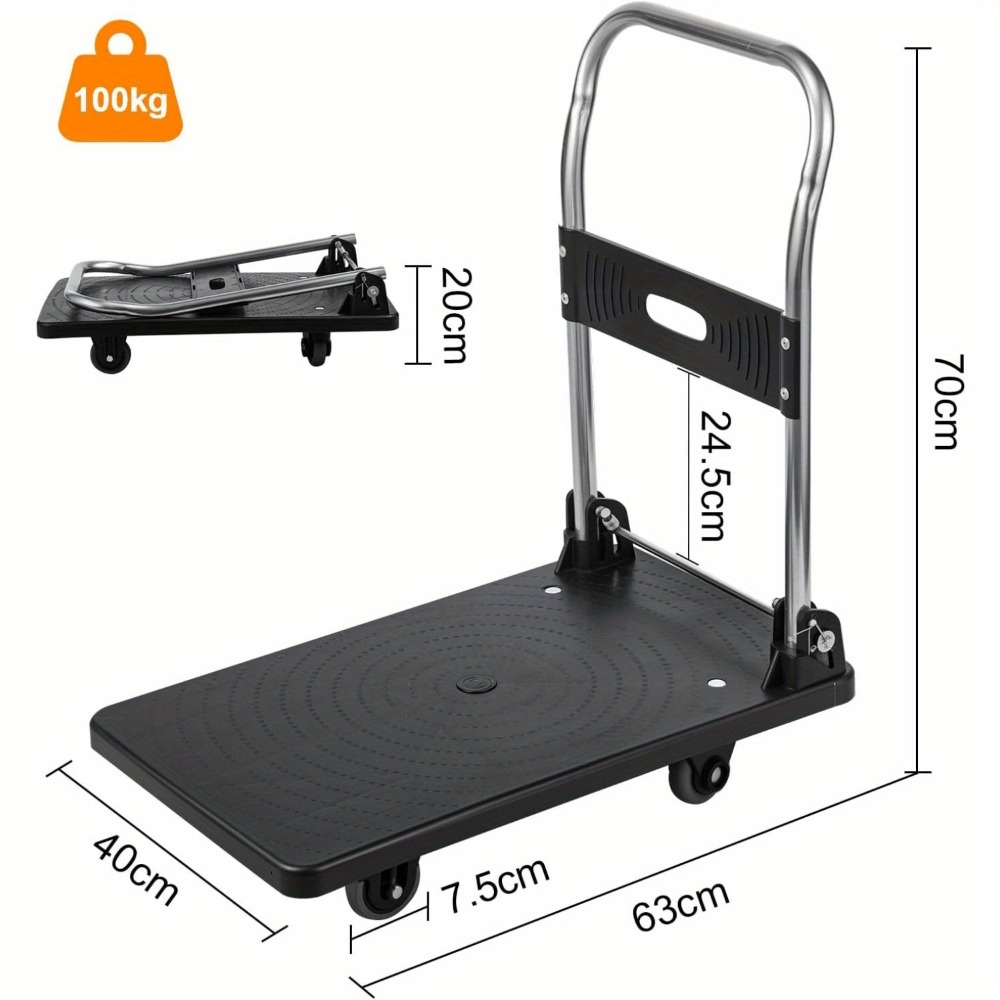 TEMU Folding Platform Trolley, Heavy Duty Hand Sack Truck With Handle, Rolling Flatbed Cart Dolly For Easy Transportation And Heavy Lifting (400kg