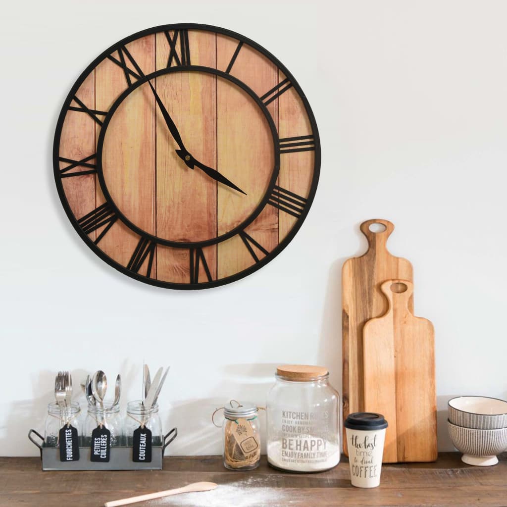Vidaxl Wall Clock, Living Room Clock, Office Clock, Wall Clock, Decorative Clock, Kitchen Clock, Living Room Wall Decal, 39cm, , Mdf, Iron