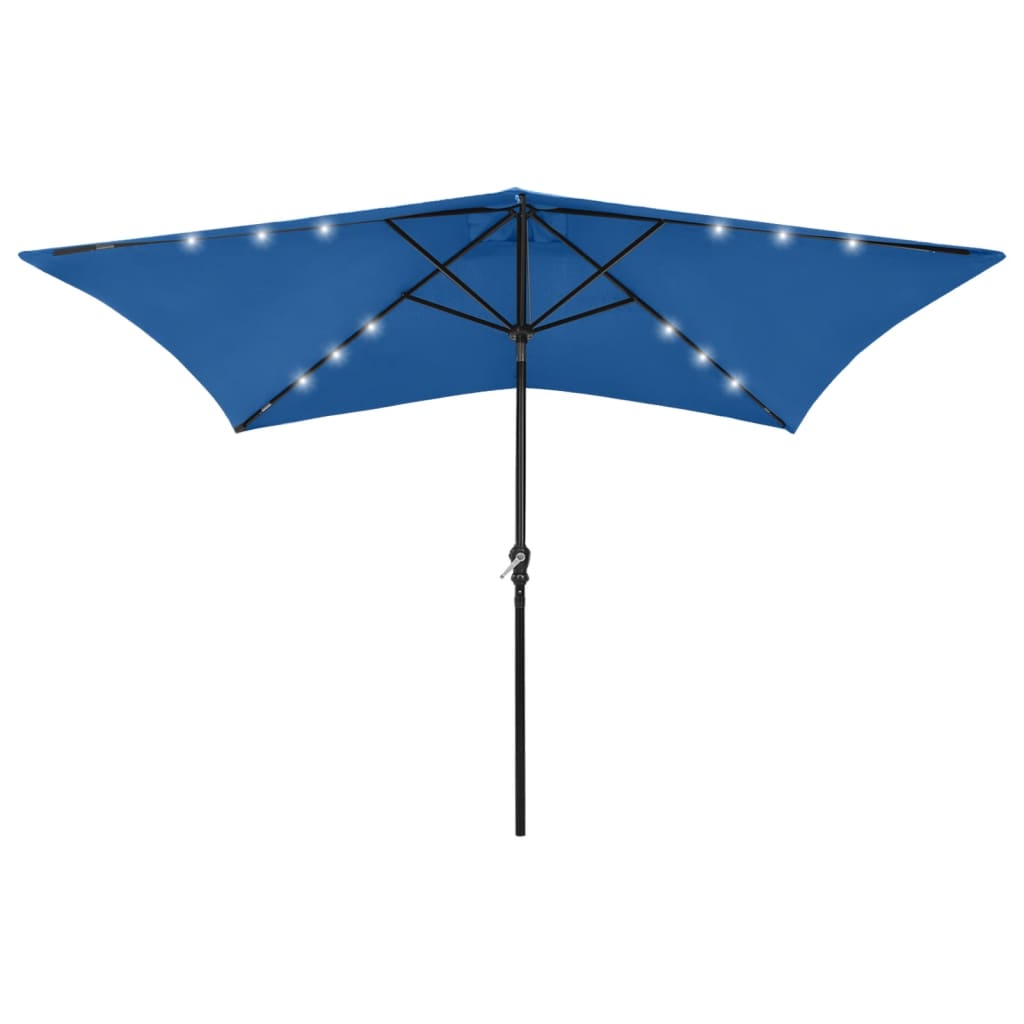 Image of Vidaxl Sun Umbrella With Leds Traffic Light Umbrella Garden Umbrella Market Umbrella Beach Umbrella Umbrella Crank Umbrella Terrace Umbrella Azure Blue 2x3m