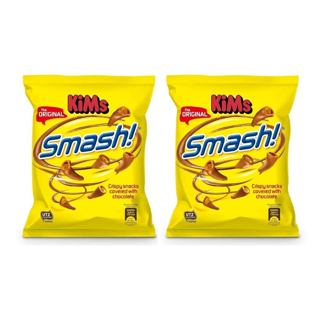 E-shop 2er Pack KiM’s Smash! – Dänischer Snack-Genuss – Knusprige Maishörnchen mit Milchschokolade überzogen – Süß-salzige Knabberei aus Skandinavien –
