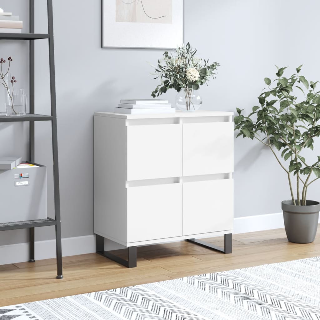 Image of Vidaxl Sideboard, Dresser With Storage Space, Multipurpose Cabinet Sideboard For Living Room, Side Cabinet With Iron Legs, White Wood Material