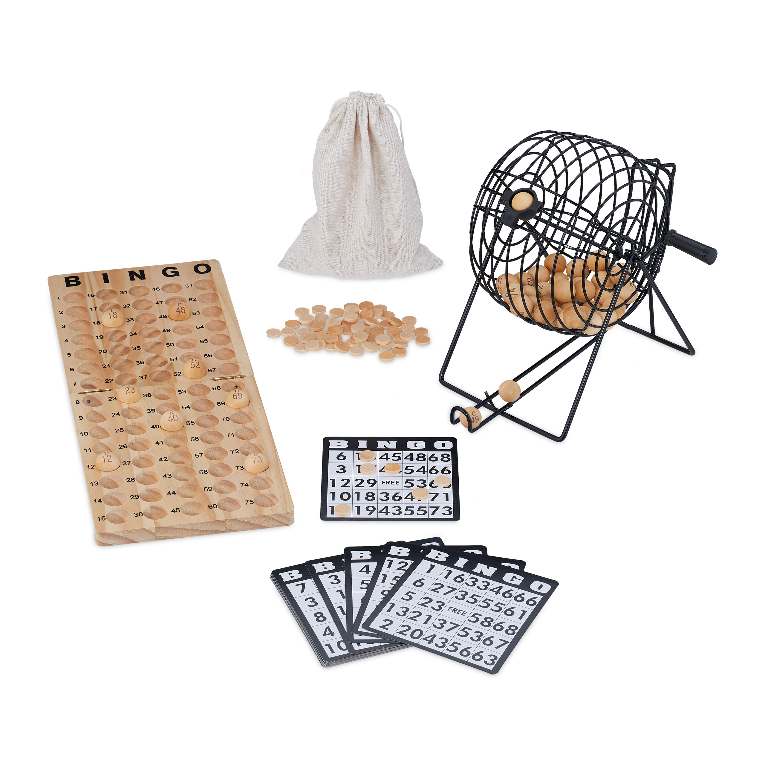 E-shop Bingo-Spiel Set "Holz" in Natur/ Schwarz