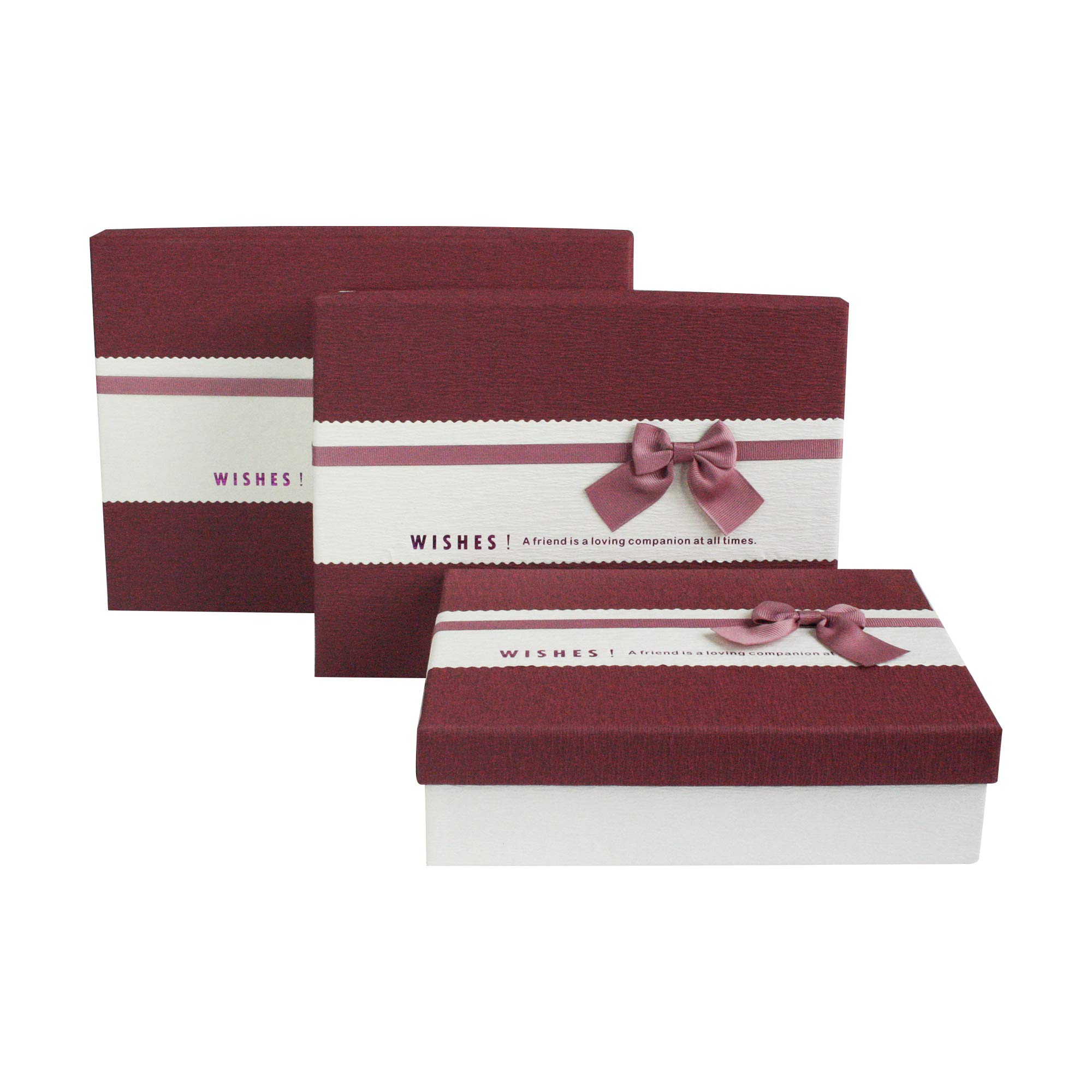 Rigid Gift Box Set of 3 with Decorative Ribbon, Versatile Gift Packaging