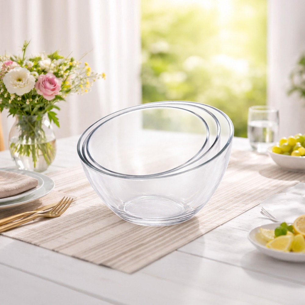 TEMU 3pcs Clear Acrylic Corner Bowl Set (43/33/23 Oz), Shatterproof Salad & Snack Bowls For Parties, Weddings, Dishwasher