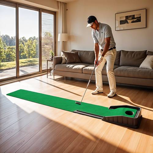 7 2ft 220cm golf putting mat putter trainer with automatic ball return behind collector portable realistic grass practice mat golf putter trainer for office putting skills year round course access needed