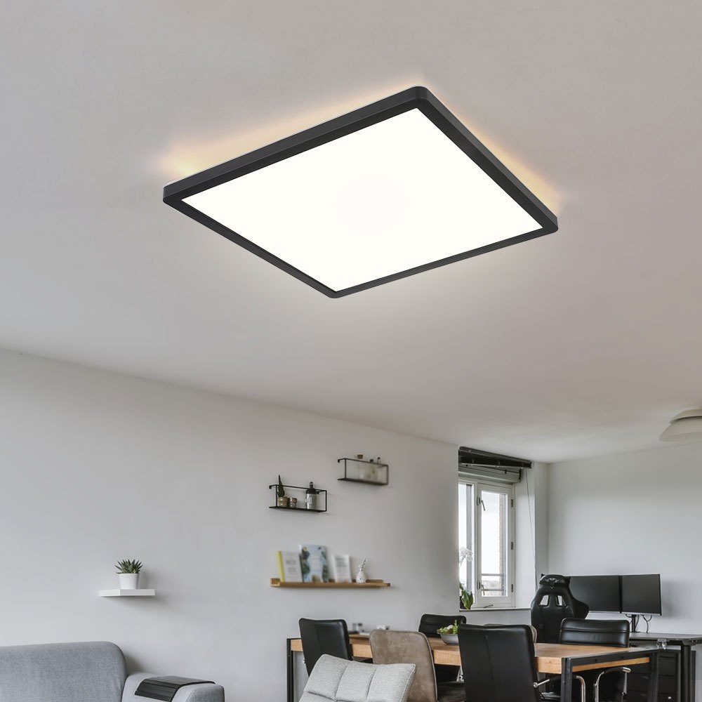 Bathroom Led Ceiling Light Fixture, Ip44, Memory Function, Backlight, White , 1x Led 18w 1500lm 3000k, 2.5x29.4x29.4 Cm, Model 41563-18b