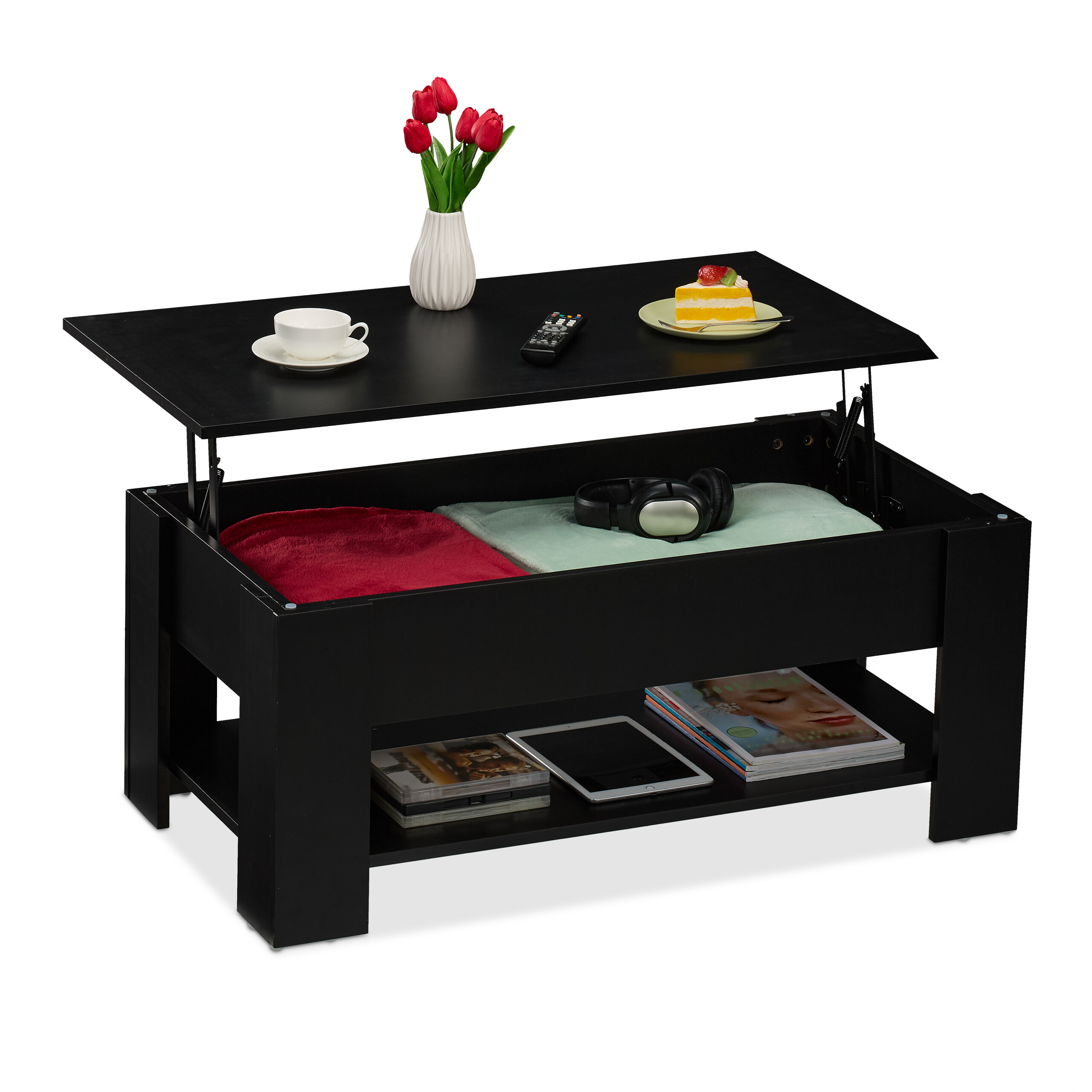 Coffee Table In Black - (w)98 X (h)42 X (d)50 Cm